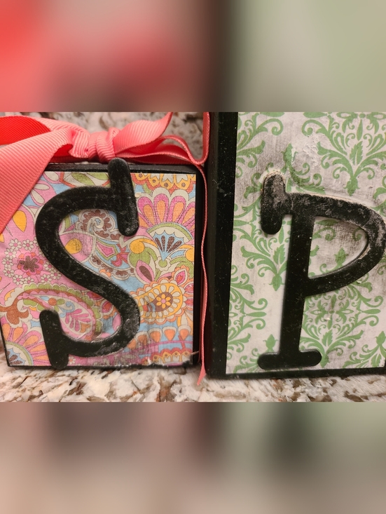 Spring Decorative Block Set with Pink Ribbon - Picture 3 of 7